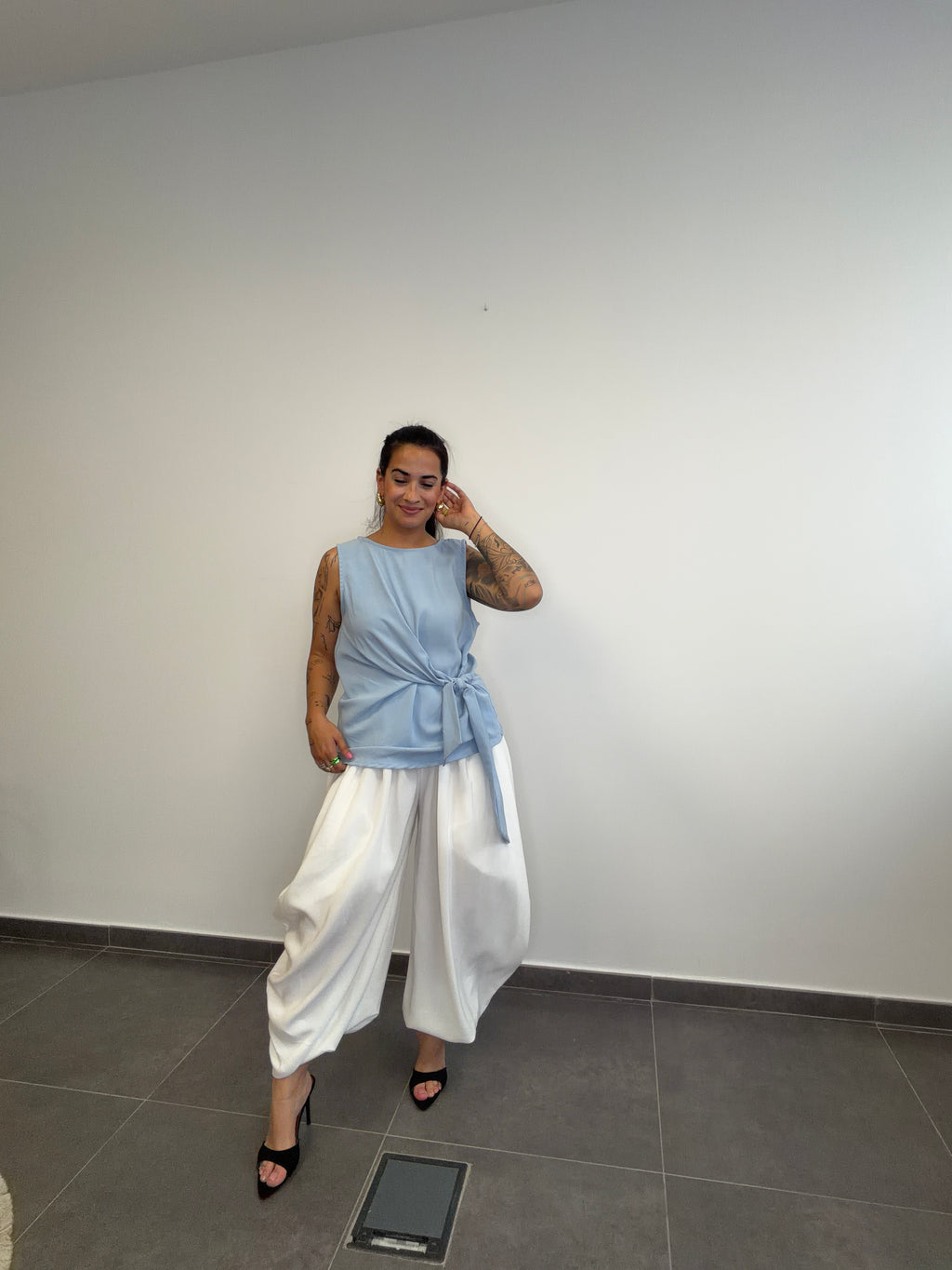 CAMISA NUDO CELESTE