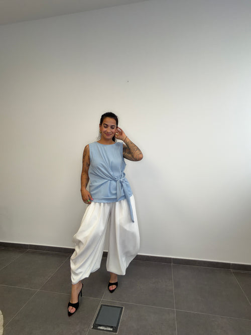 CAMISA NUDO CELESTE
