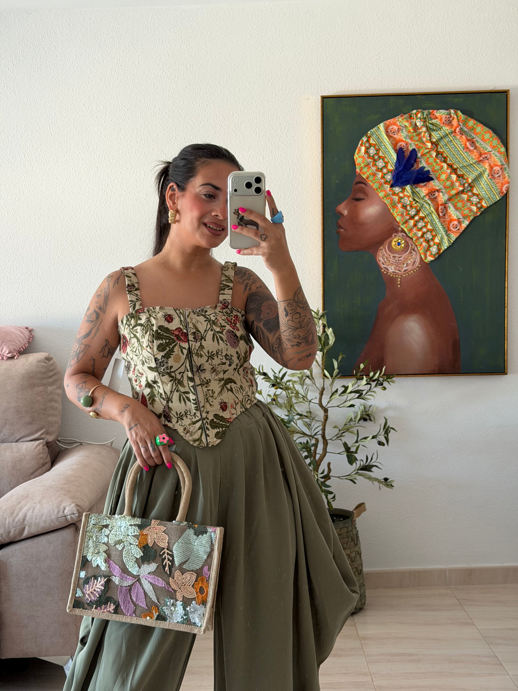 •BOLSO FLOWER MENTA•