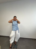 PANTALÓN MURCIÉLAGO BLANCO.