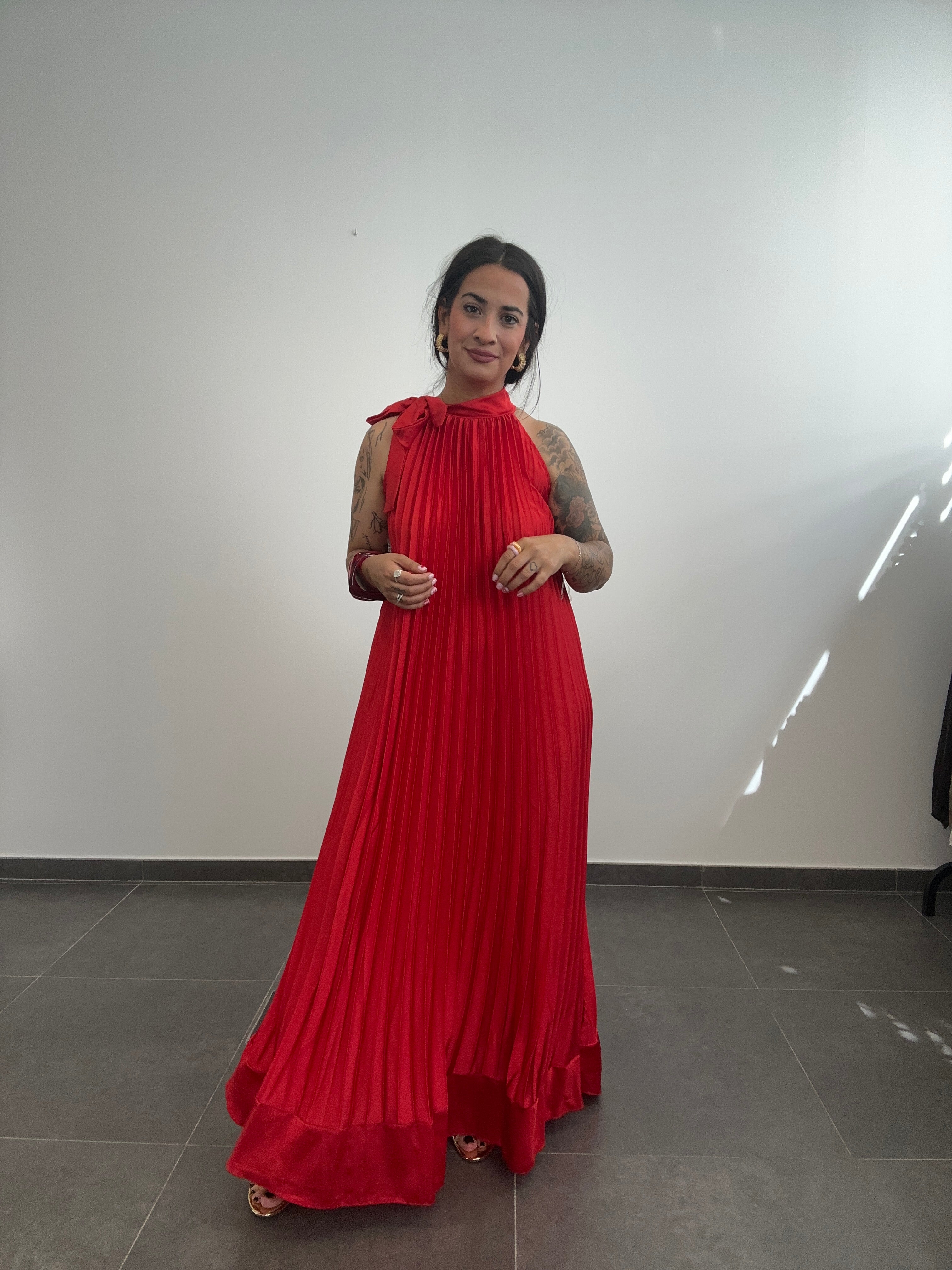 VESTIDO TABLAS ROJO.