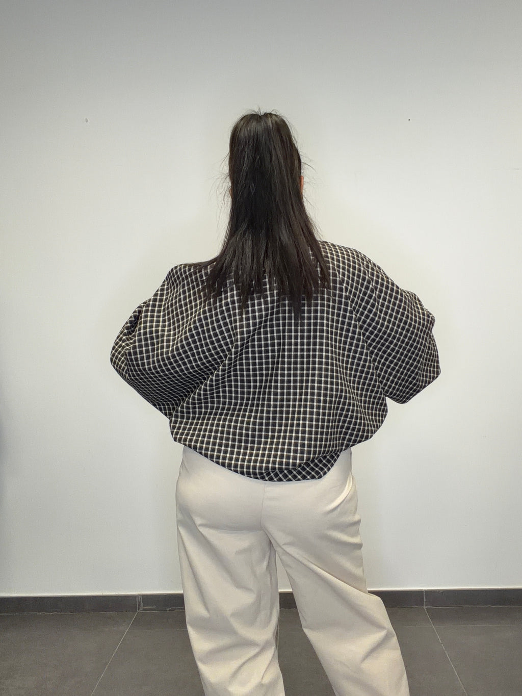•CAMISA BULLÓN CUADROS BEIGE•