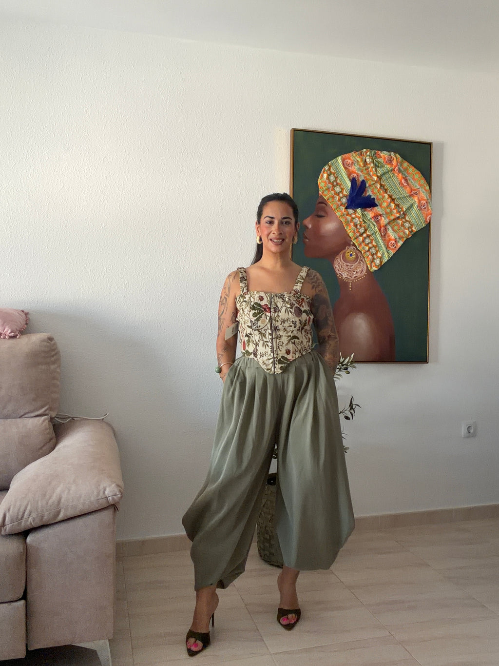 •PANTALÓN MURCIÉLAGO OLIVA•