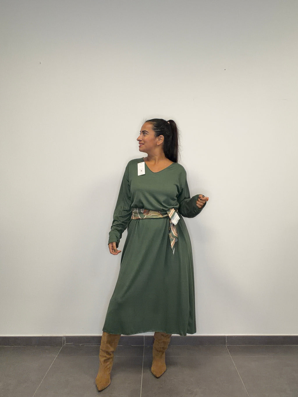 •VESTIDO PUNTO PERÚ VERDE•