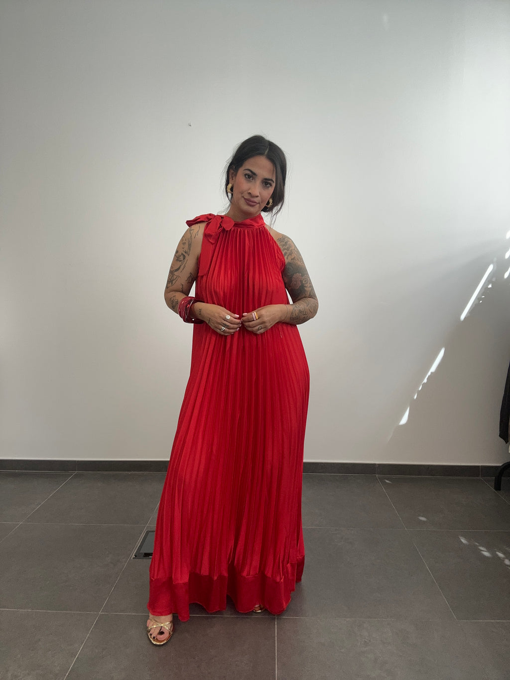 VESTIDO TABLAS ROJO.