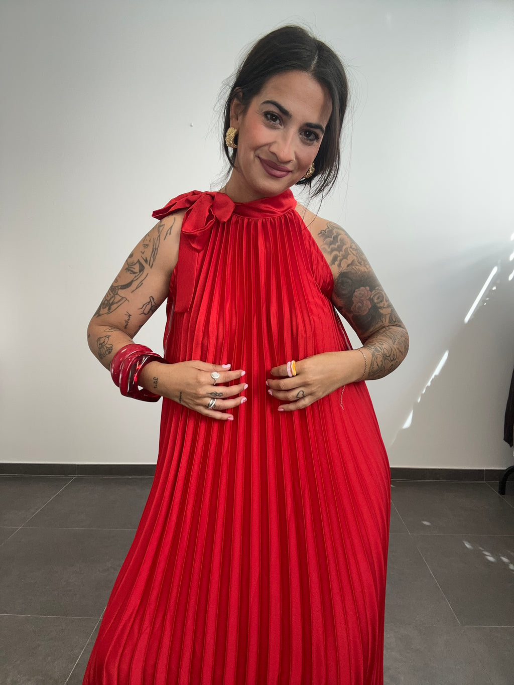 VESTIDO TABLAS ROJO.