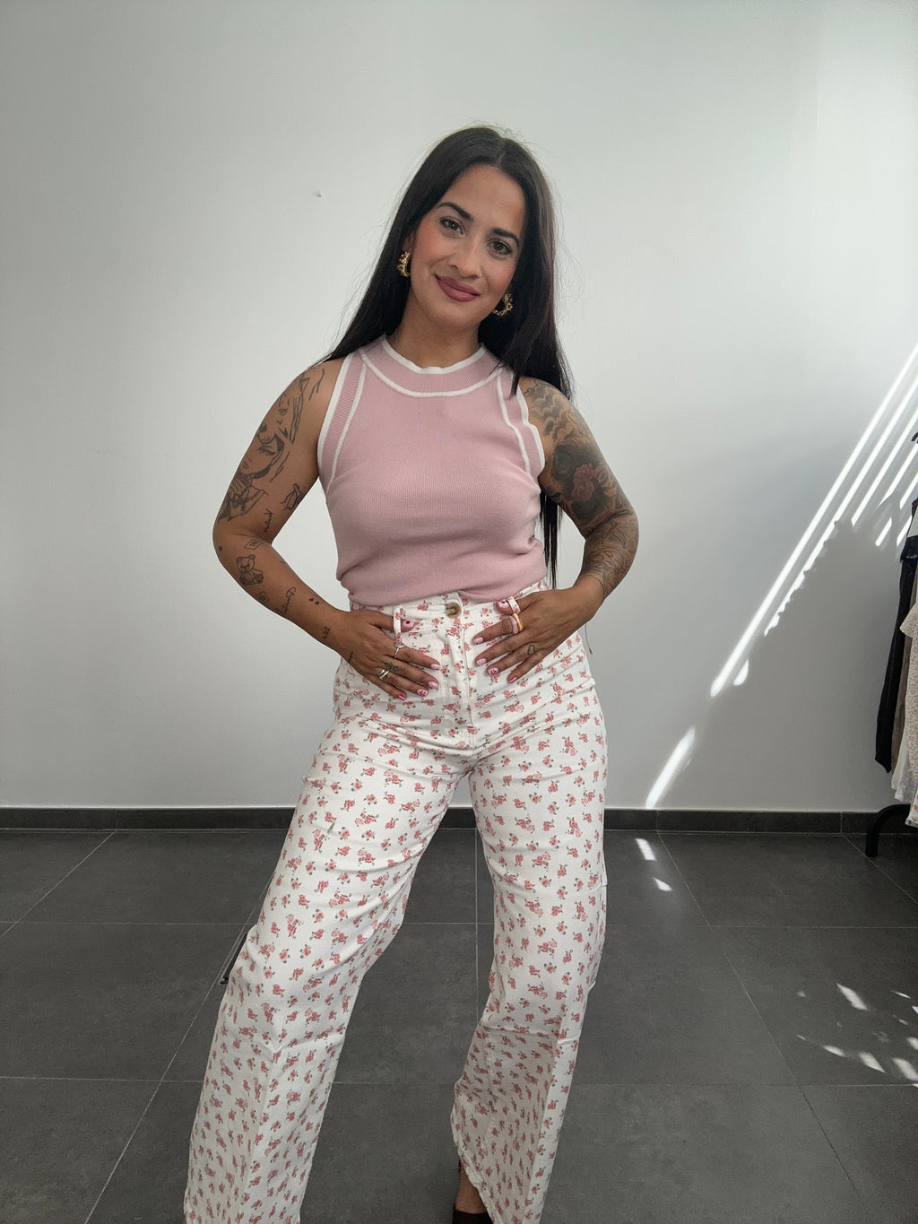 TOP PUNTO ROSA PASTEL.