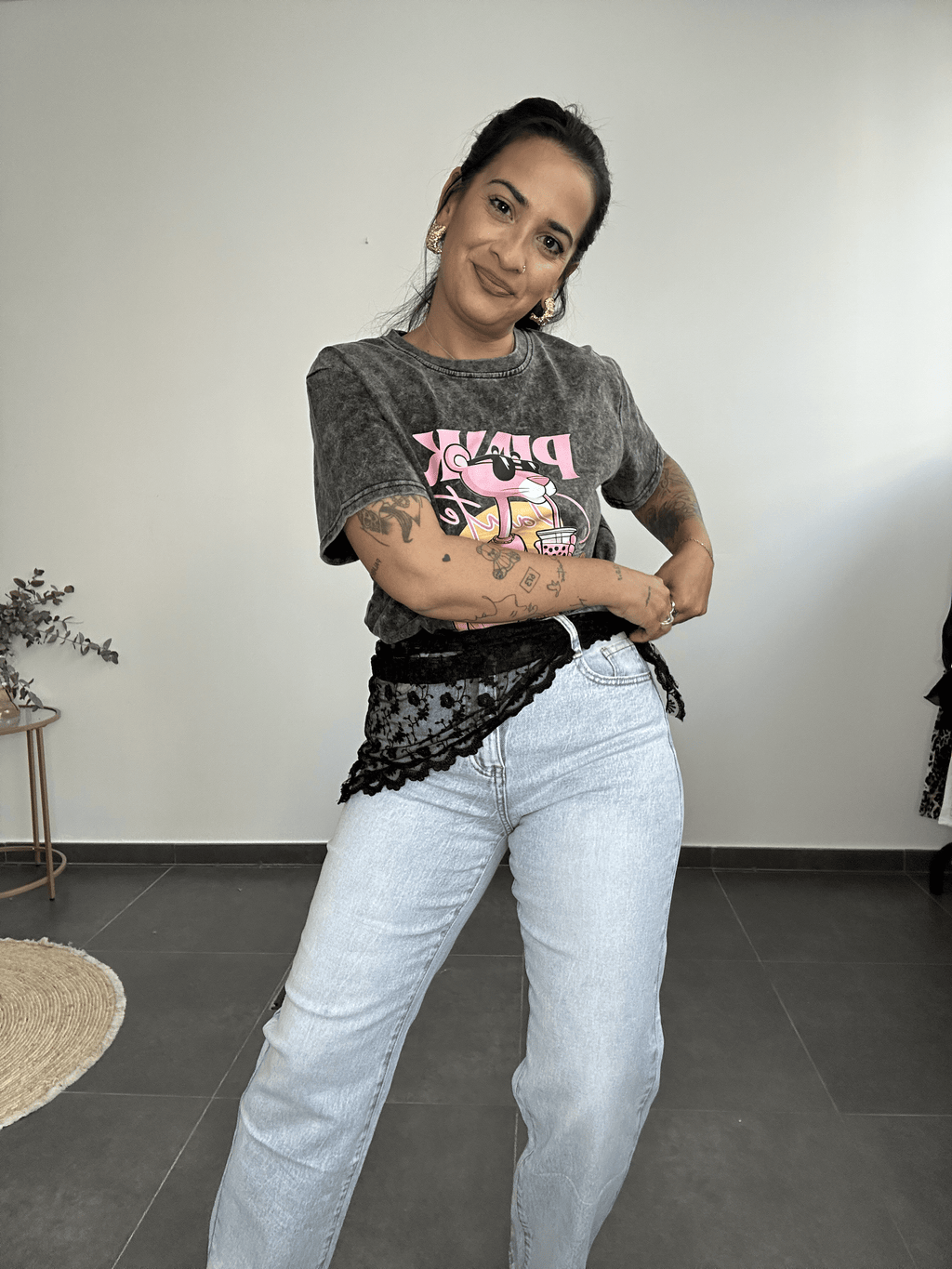 Camiseta pantera gris jaspeada