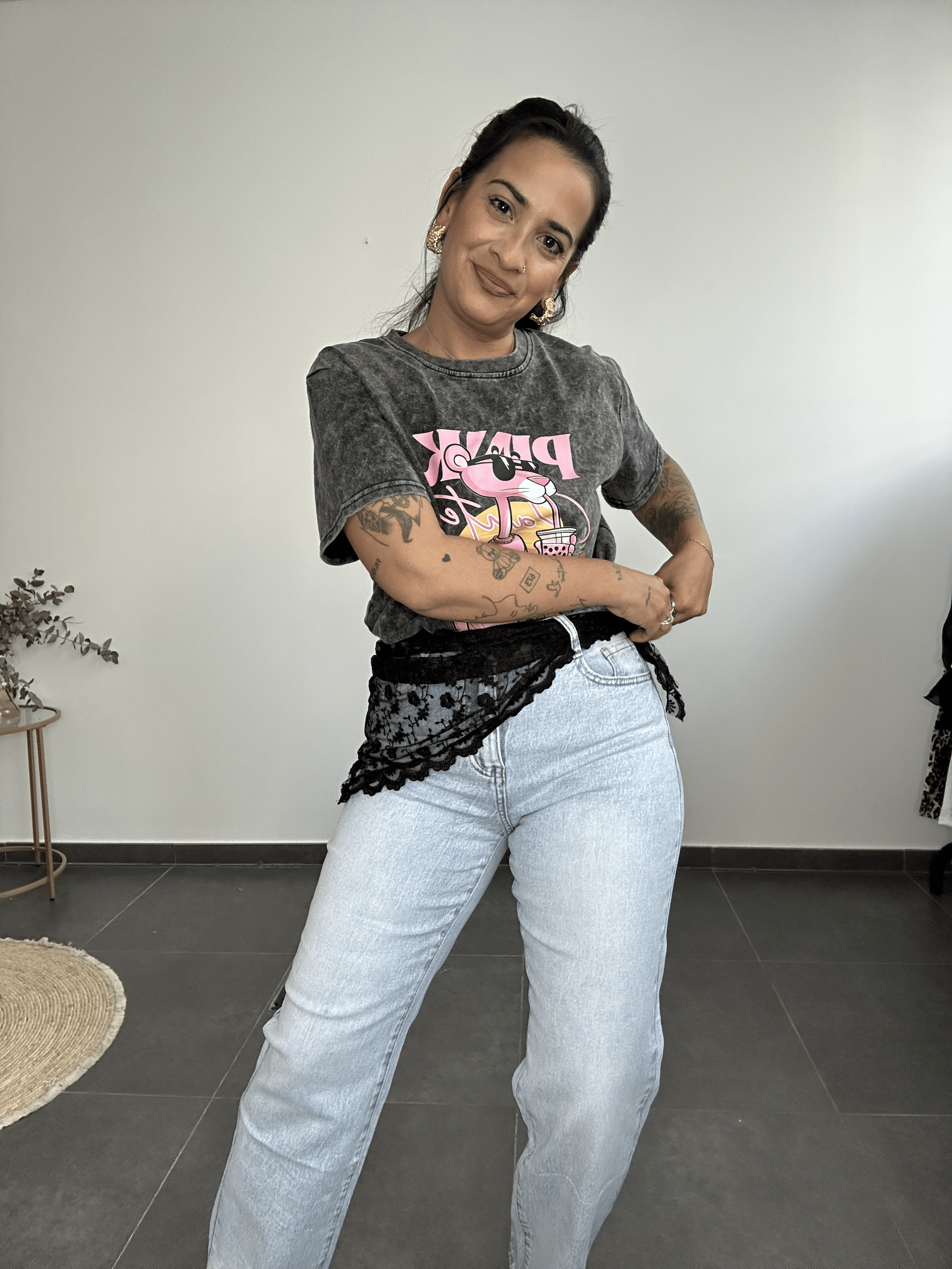 Camiseta pantera gris jaspeada