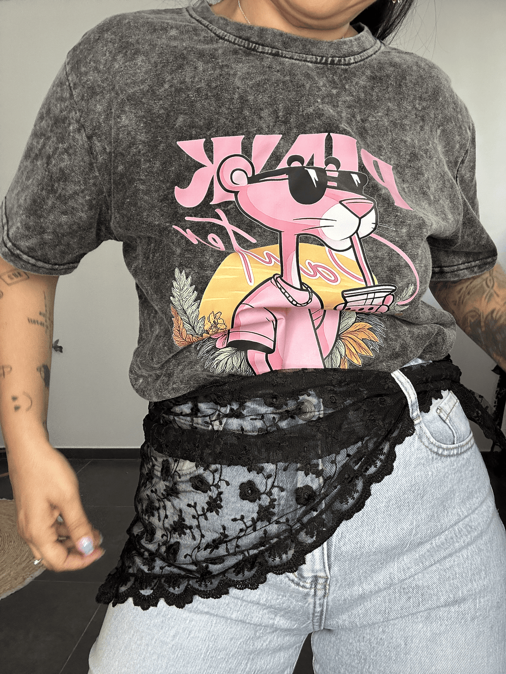 Camiseta pantera gris jaspeada