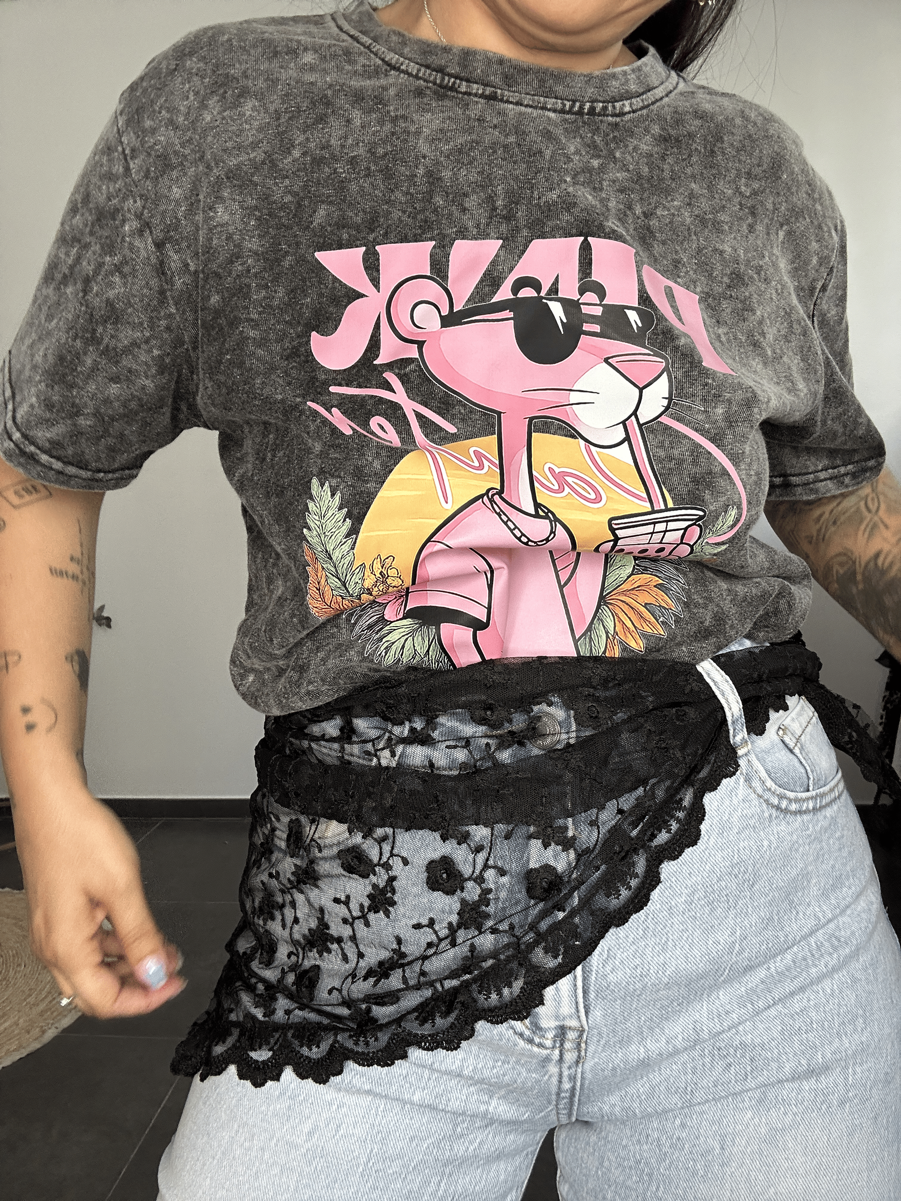 Camiseta pantera gris jaspeada