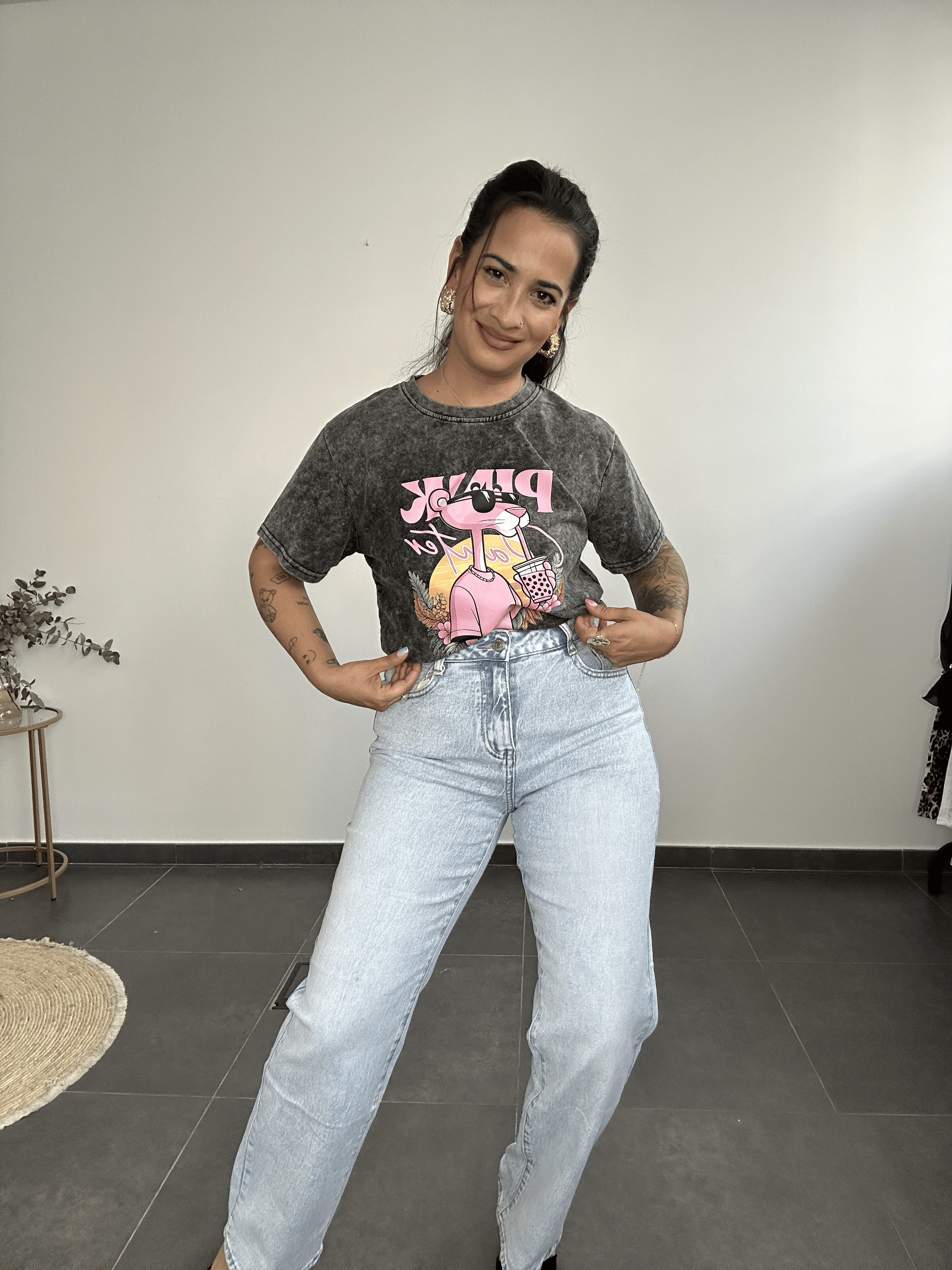 Camiseta pantera gris jaspeada