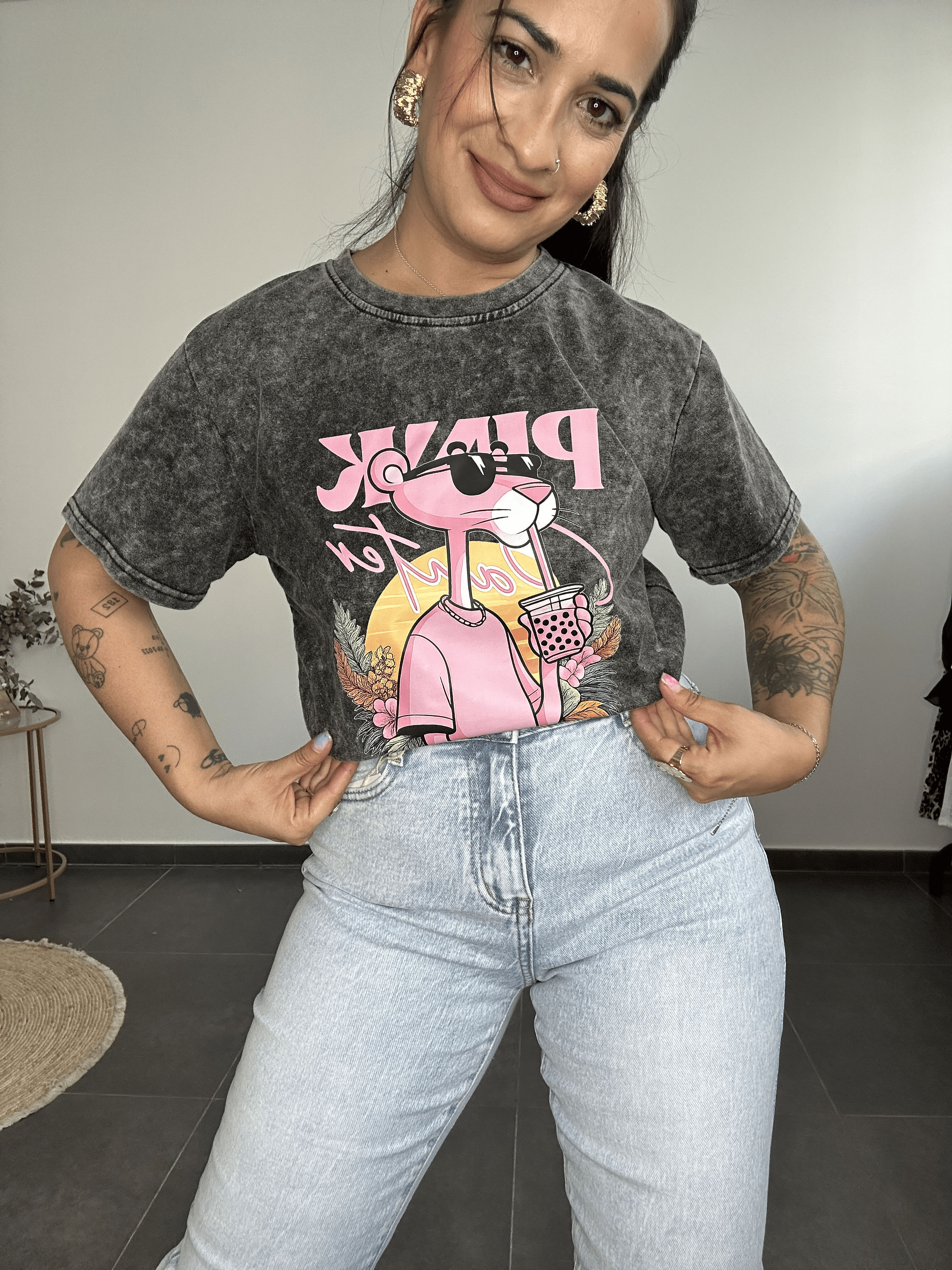 Camiseta pantera gris jaspeada